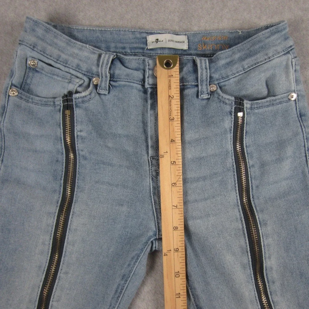 7 For All Mankind Jeans Girls 14 Luxe‎ Vintage Ankle Skinny Zip Front Moto Denim